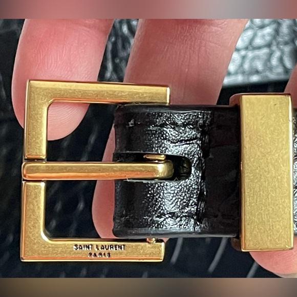 Yves Saint Laurent Black Crocodile-Embossed Messenger Bag - Picture 10 of 14